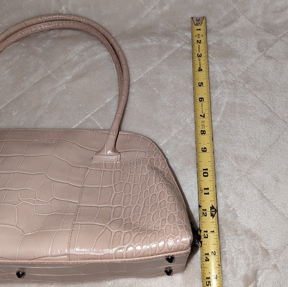 Furla Croc Embossed Beige Leather Satchel - Picture 9 of 15